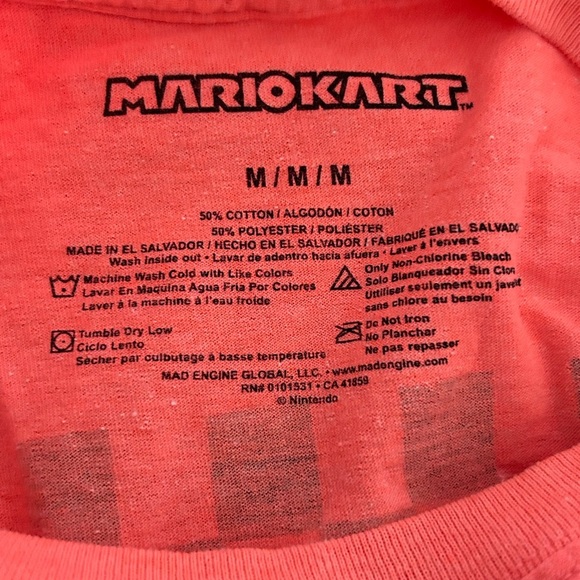 Mario Kart Racing Team Crew Neck Tee Neon Melon Gamer Graphic Mario Shirt Size M - Picture 4 of 4